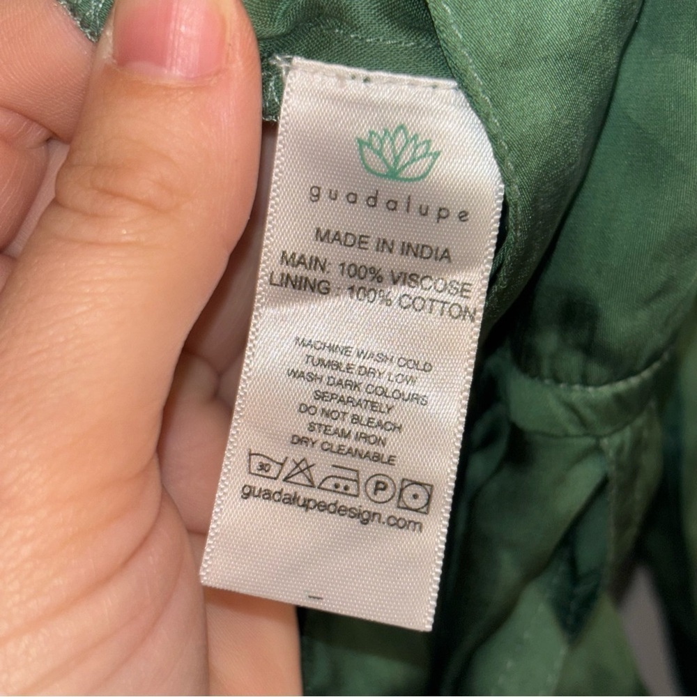 Guadalupe Design Emerald Green Long
Sleeve Cotton Lining Utility Silky Jumpsuit - Picture 15 of 15